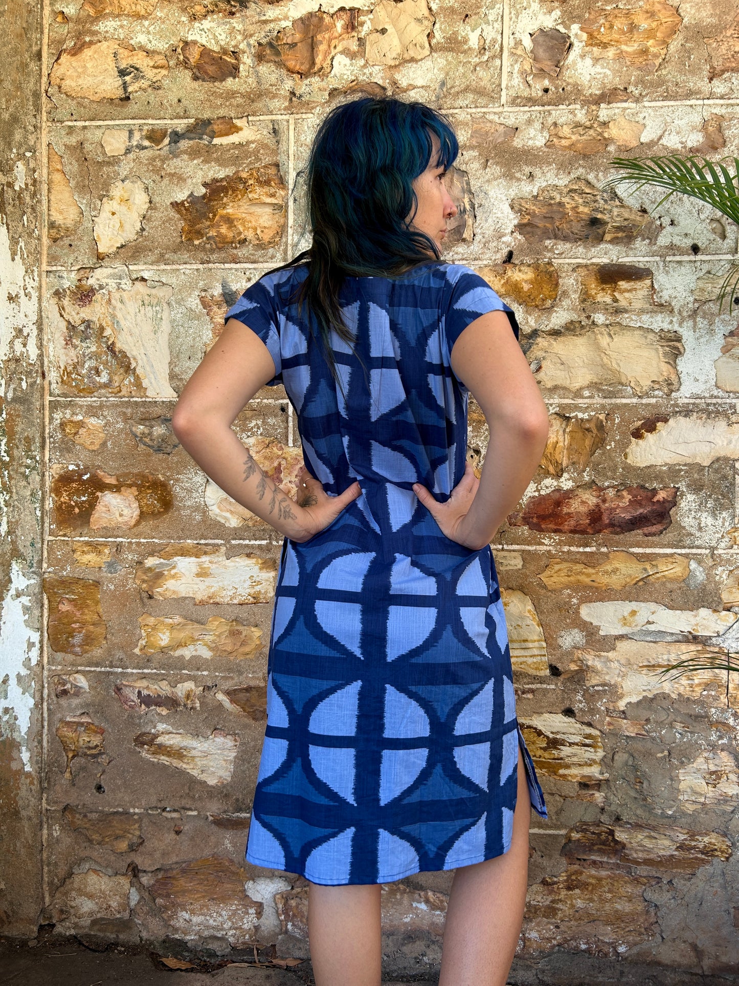 Hang Around Dress in Mood Indigo Below Knee