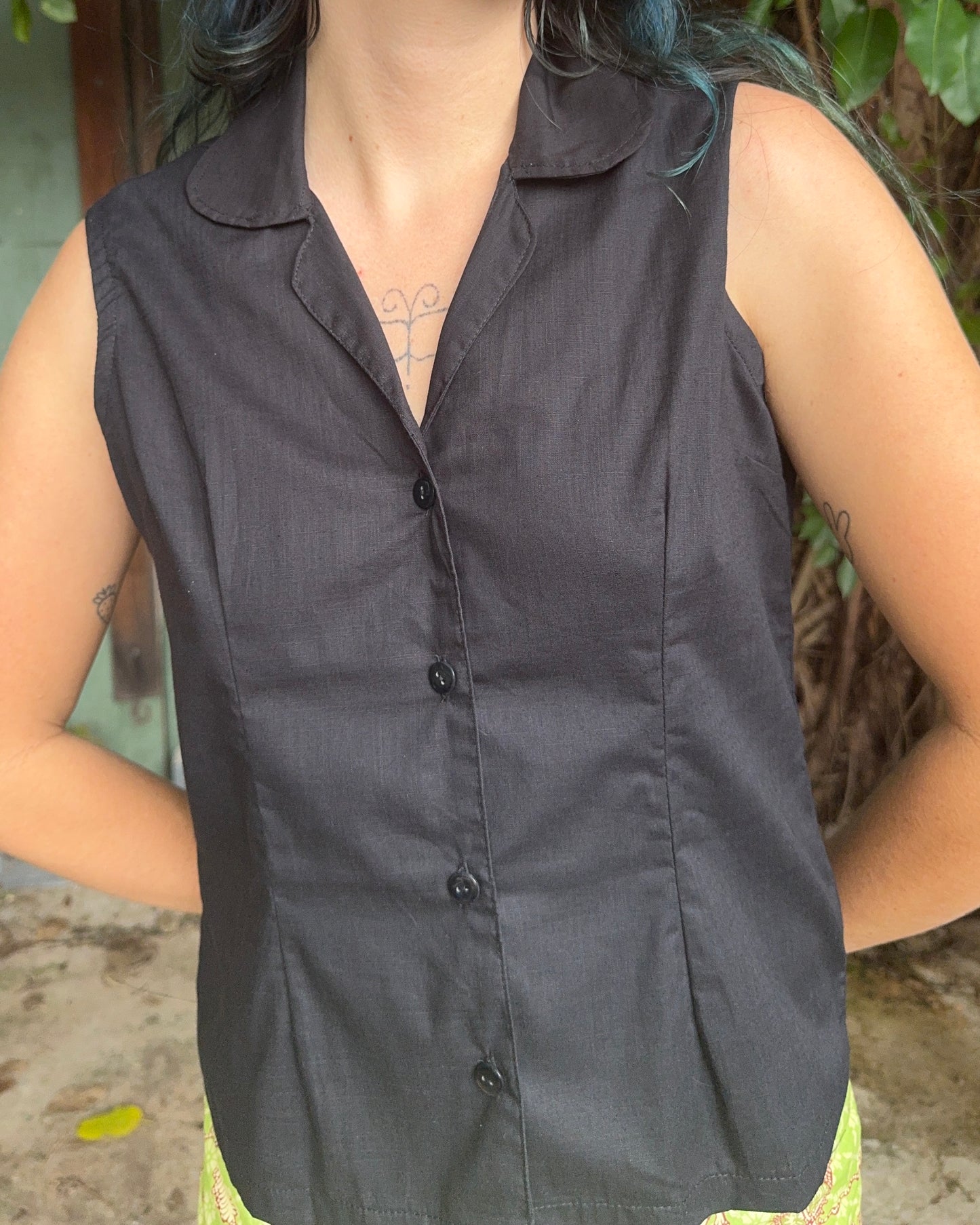 Matchi-Matchi Top in Black Cotton