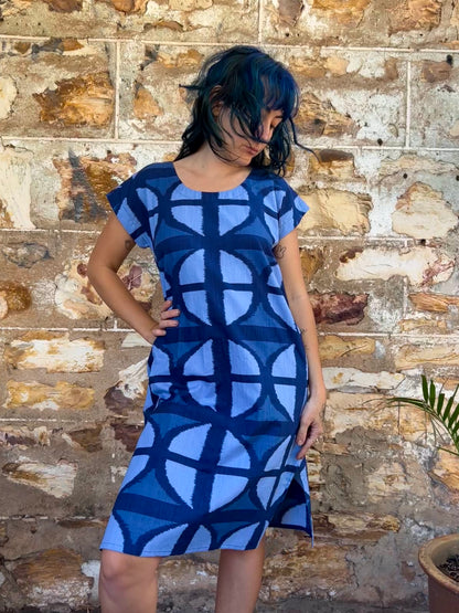 Hang Around Dress in Mood Indigo Below Knee