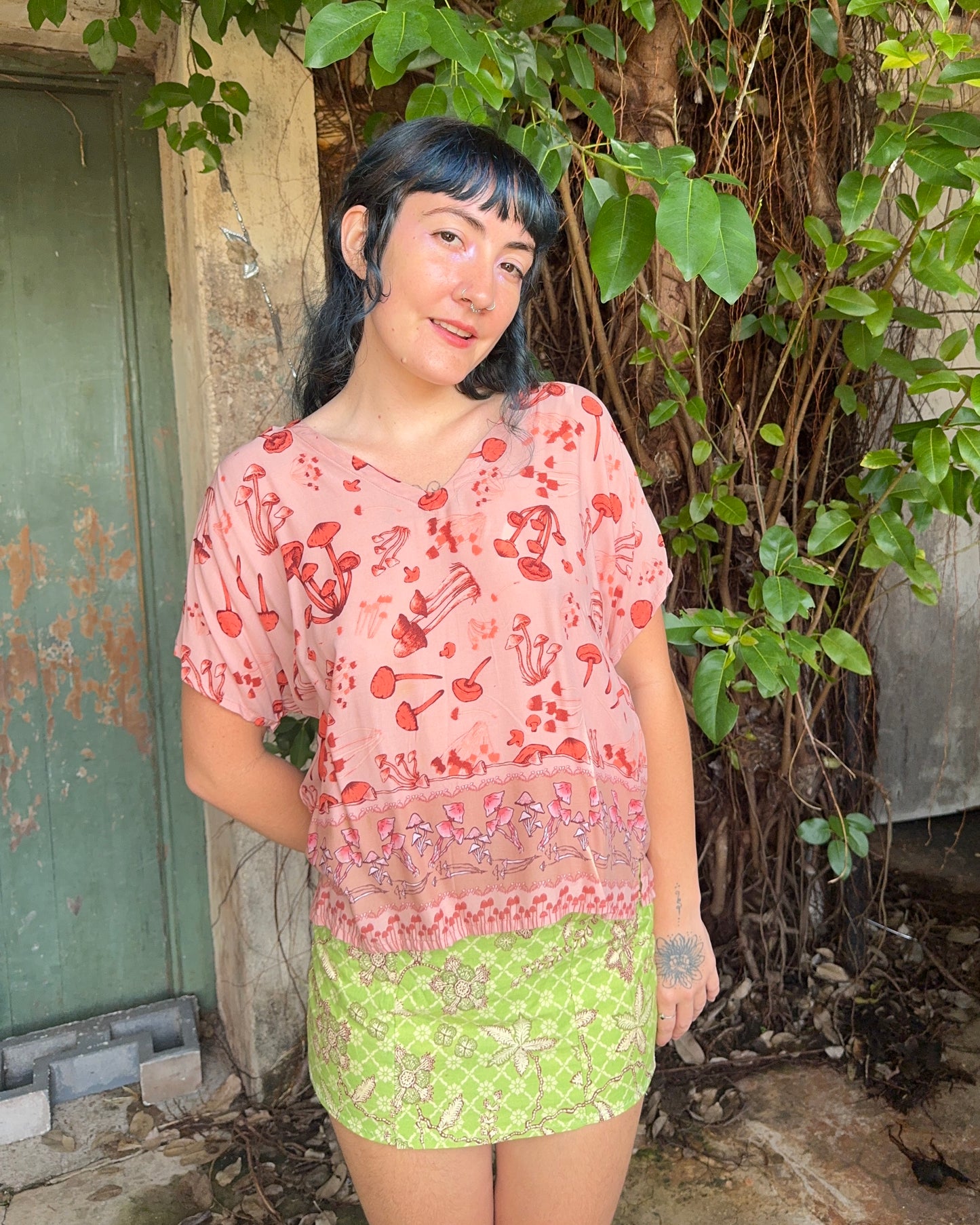 Orange Mushroom Print Hang Out Top