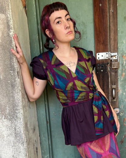 Puffy Ikat Wrap Top