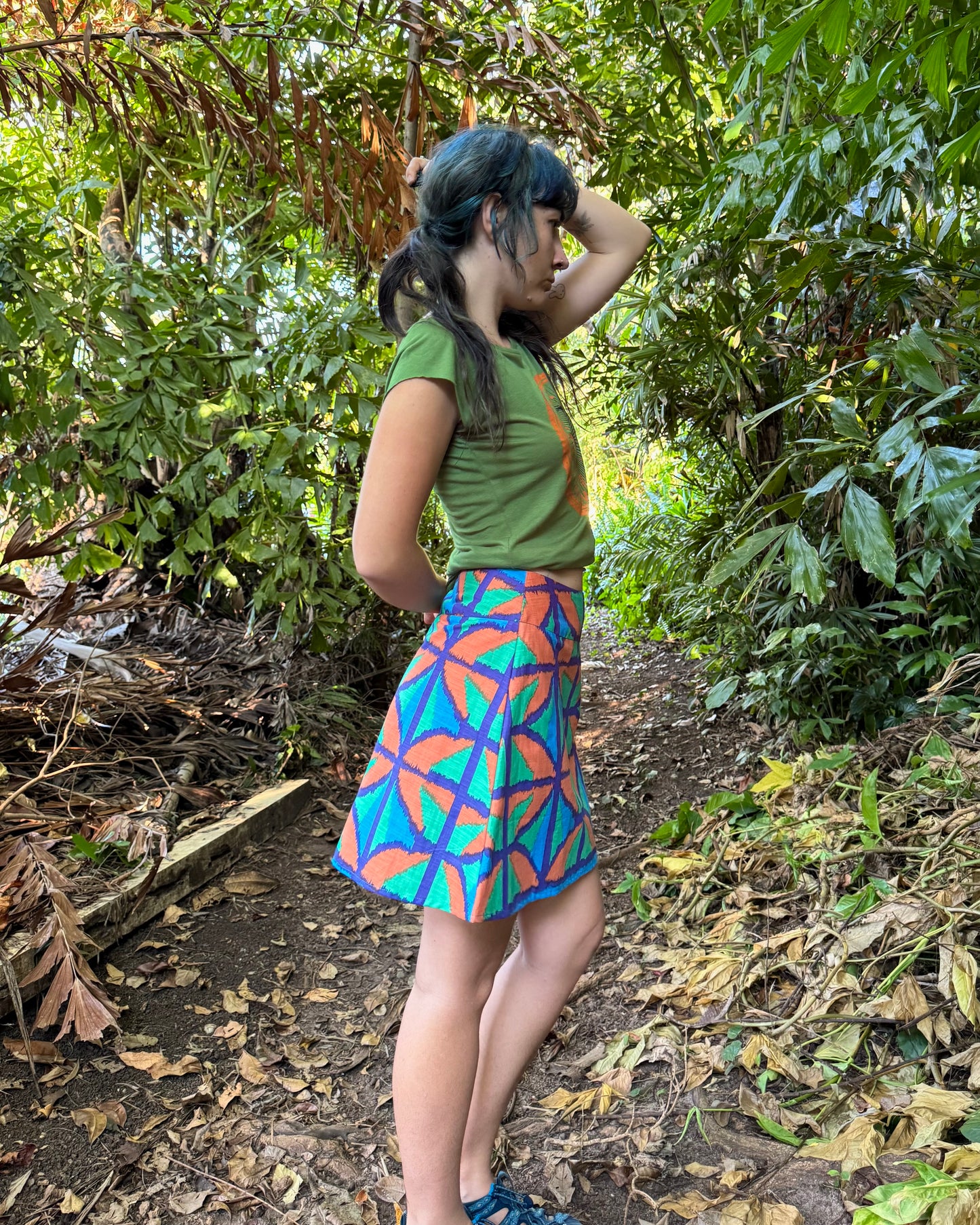 A-Line Skirt: Above Knee length Jungle Juice
