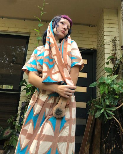 Breezeblock Shawl/ Half Sarong in Cas beach