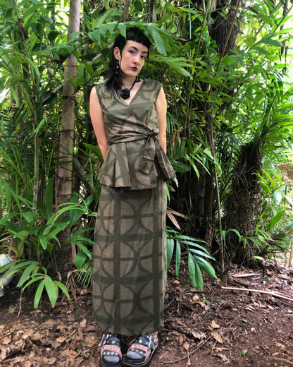 Urban Camo Long A-line Skirt