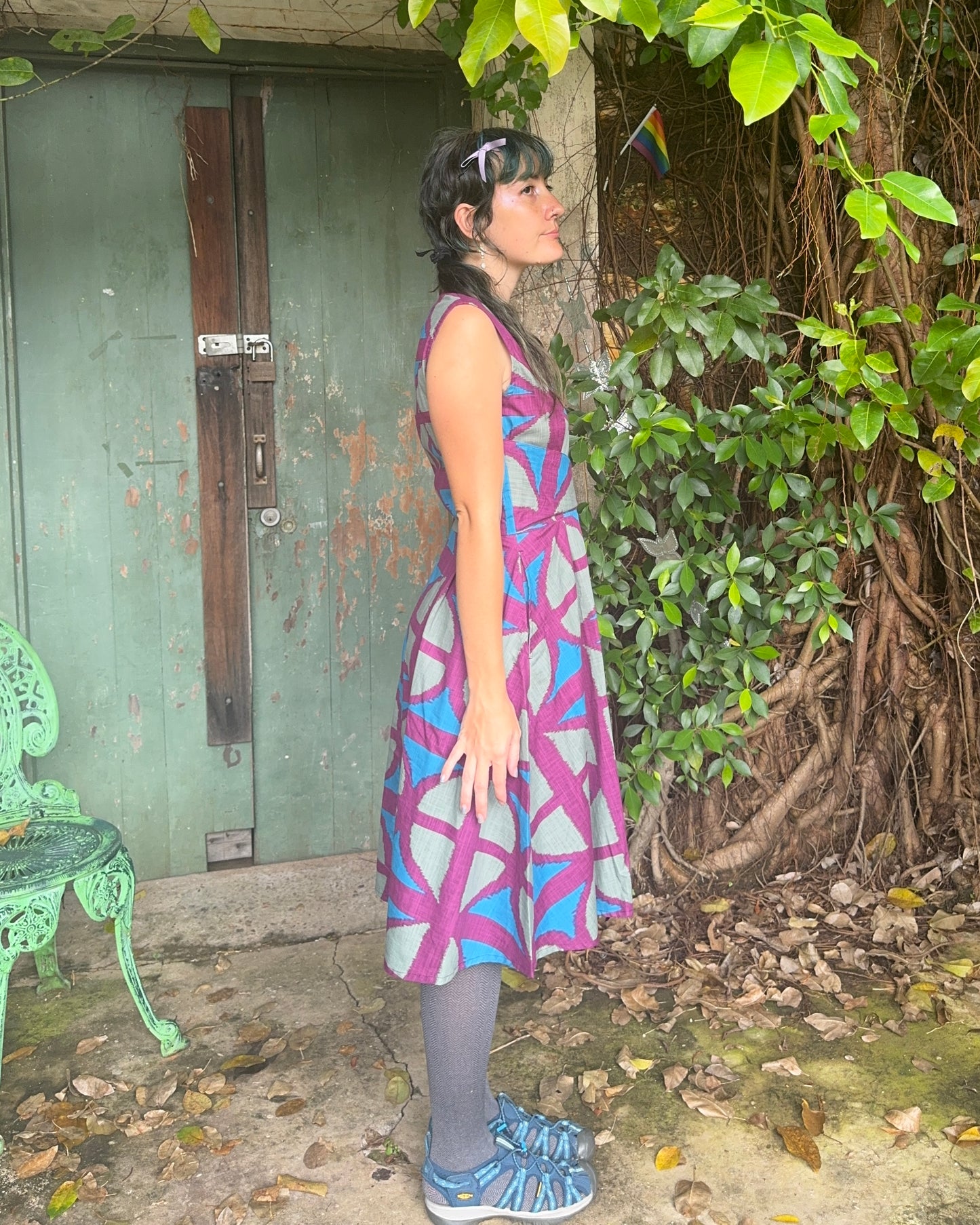 Knee Length Sleeveless Wrap Dress in Original BreezeBlock