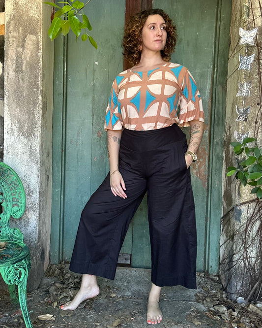 Ruffle top in Jewel Spider and 3 more Breezeblock Prints
