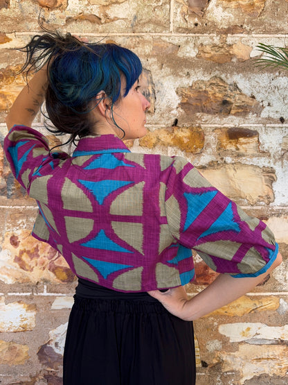 Collared Puffy Crop Shirt in OG Print