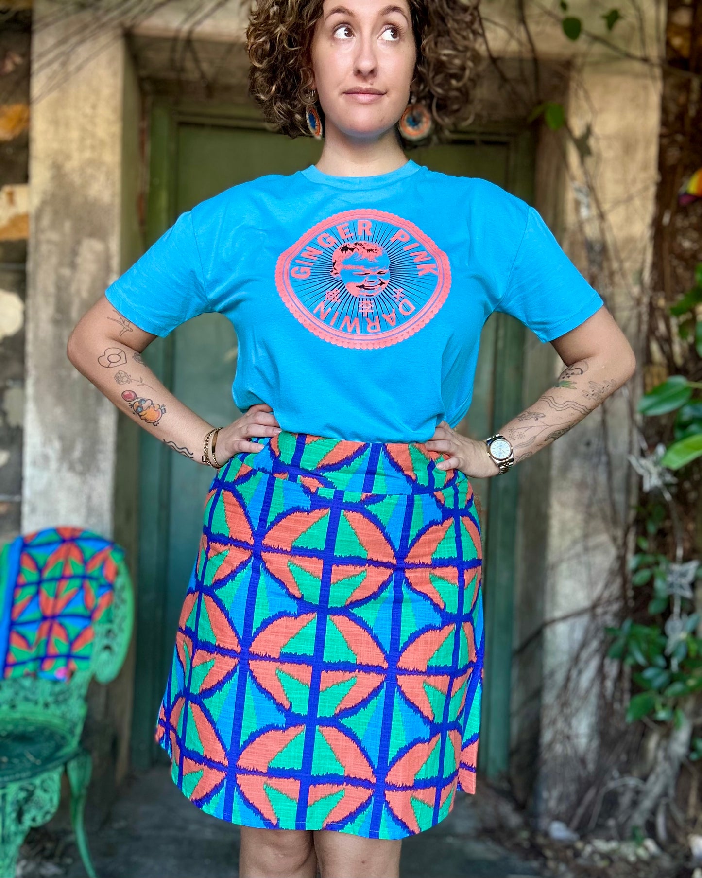 A-Line Skirt: Knee length Jungle Juice