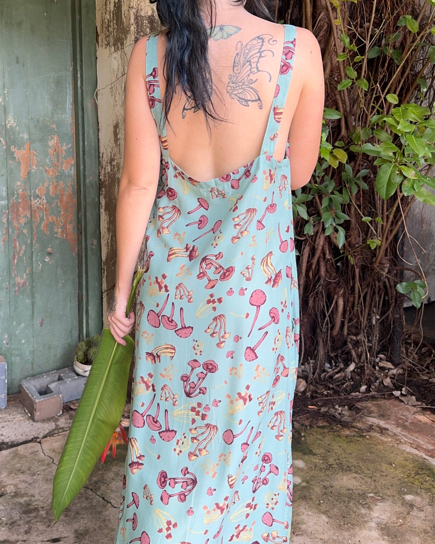 Hi-Lo dress in Blue Mushroom print