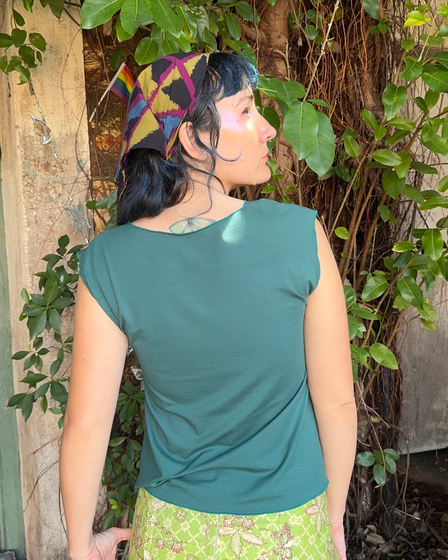 Yoga Logo tee in Jade Green