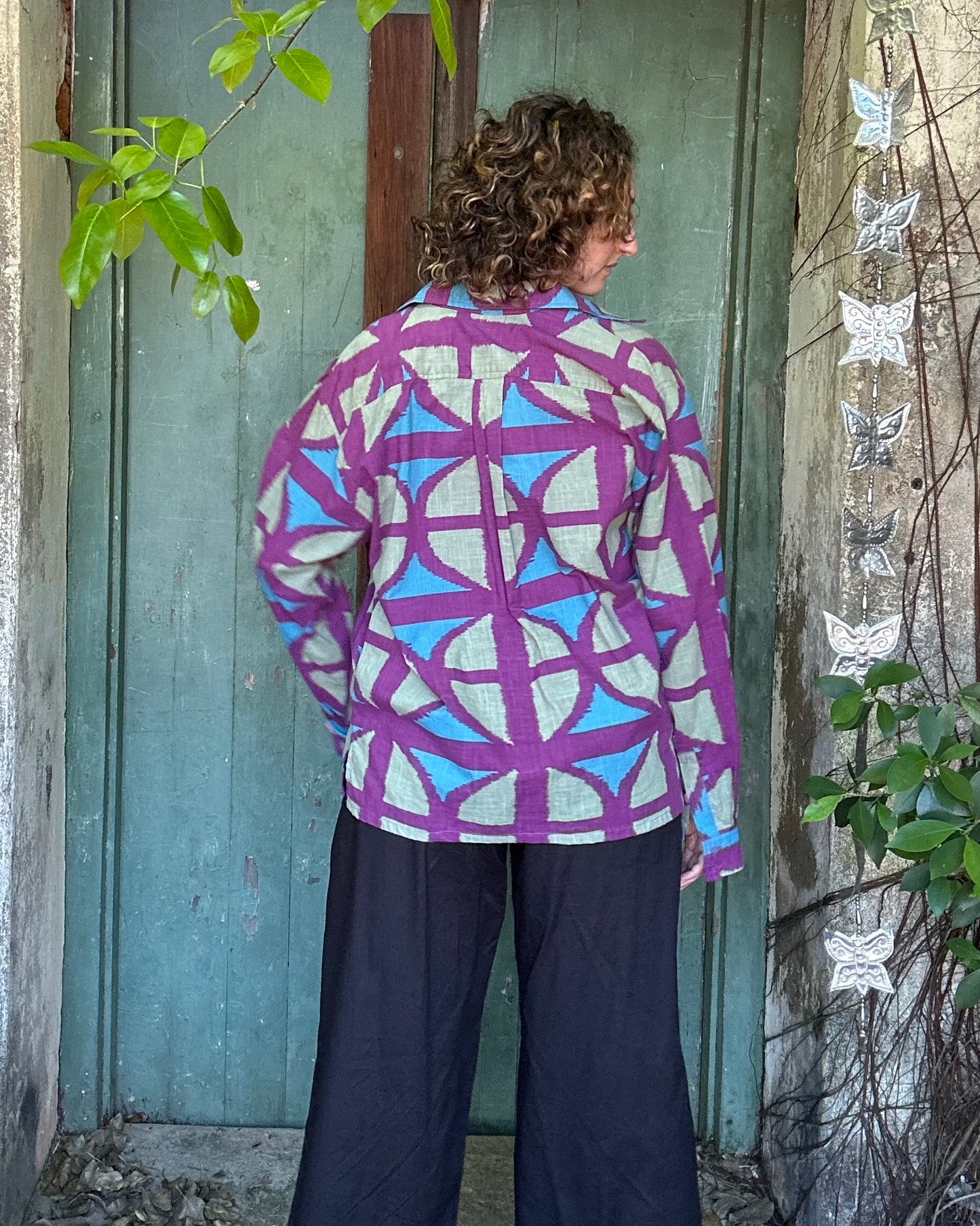 Cotton Breezeblock Long sleeve Button up Unisex Shirt