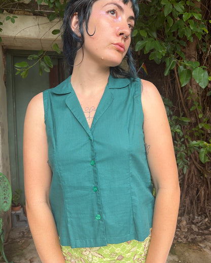 Matchi-Matchi Top in Jade Cotton