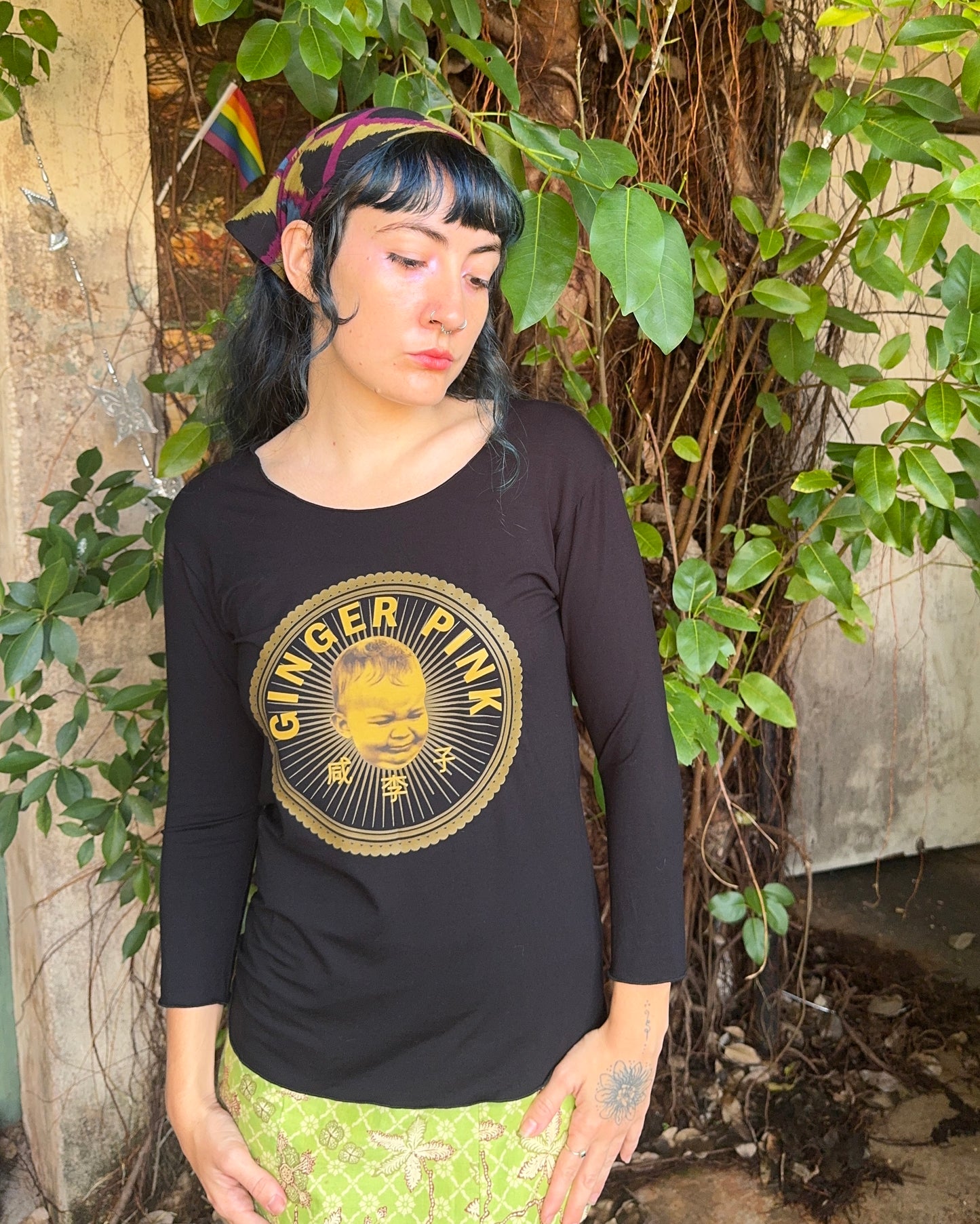 Yoga long sleeve Black Logo Tee