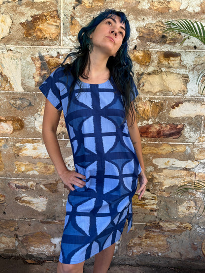 Hang Around Dress in Mood Indigo Below Knee