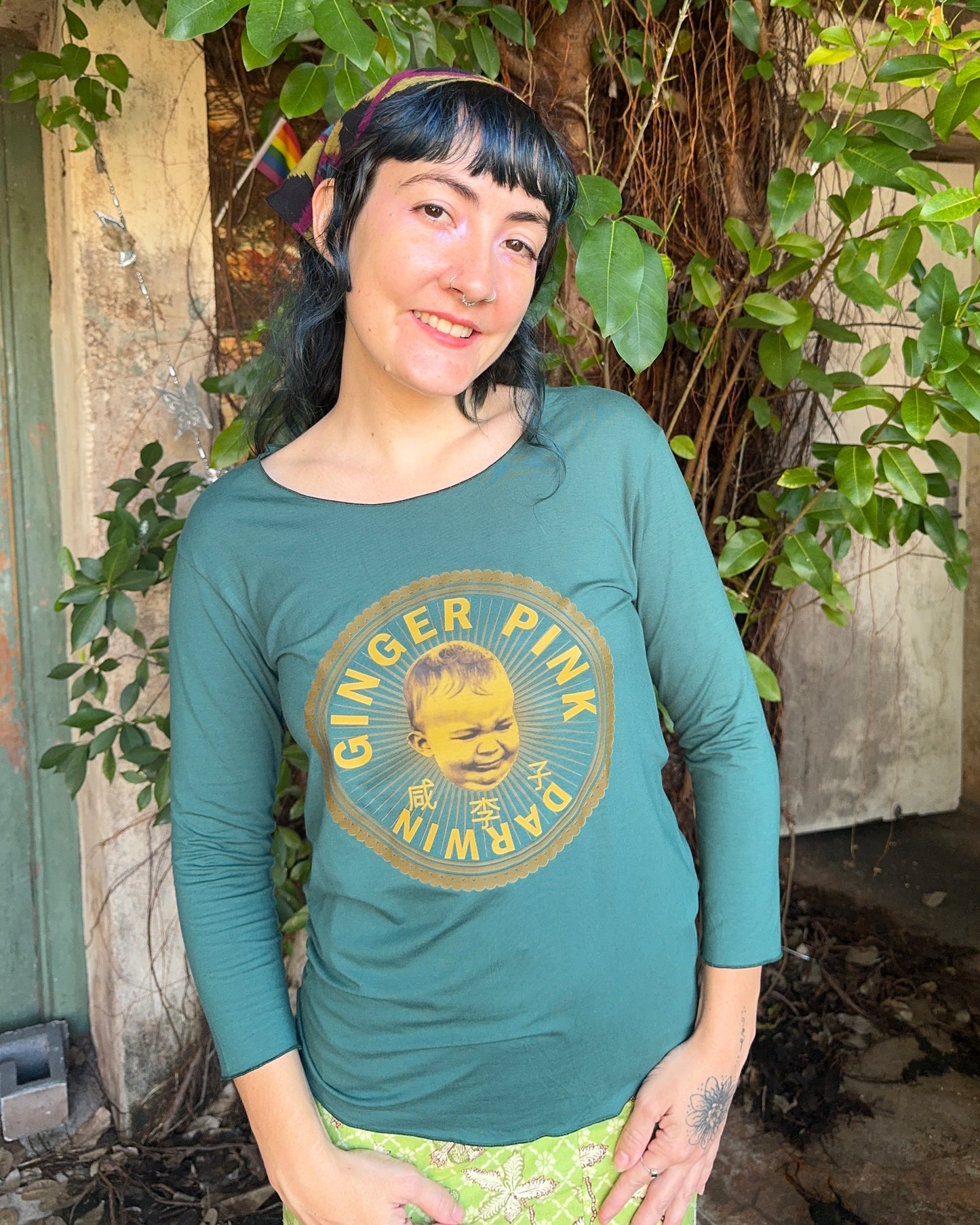 Yoga long sleeve Jade Green Logo Tee