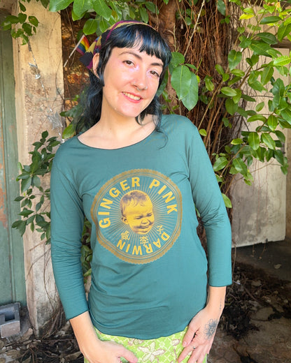 Yoga long sleeve Jade Green Logo Tee