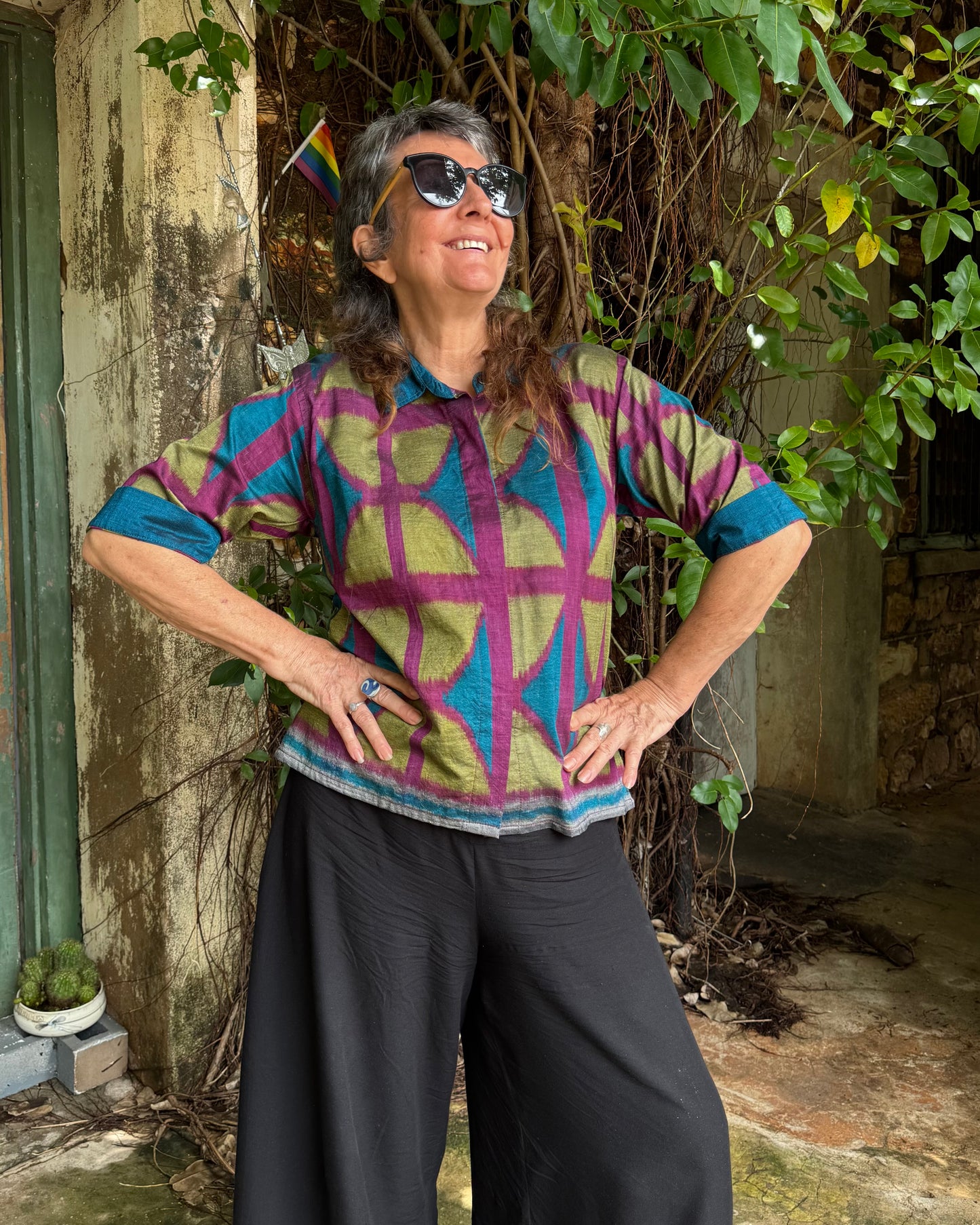 Ikat Button Up Top in 3 colour OG Breezeblock