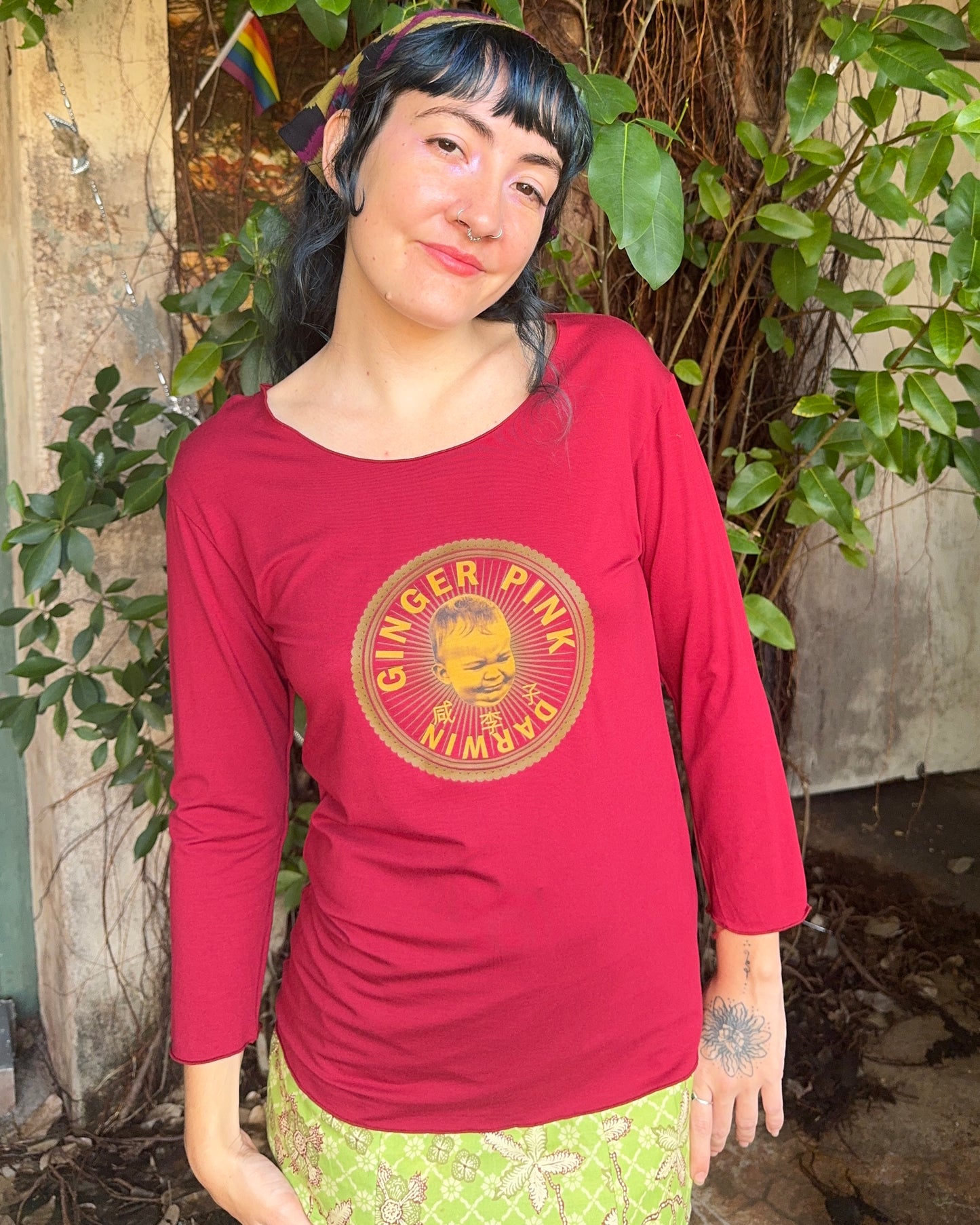 Yoga long sleeve Ruby Red Logo Tee