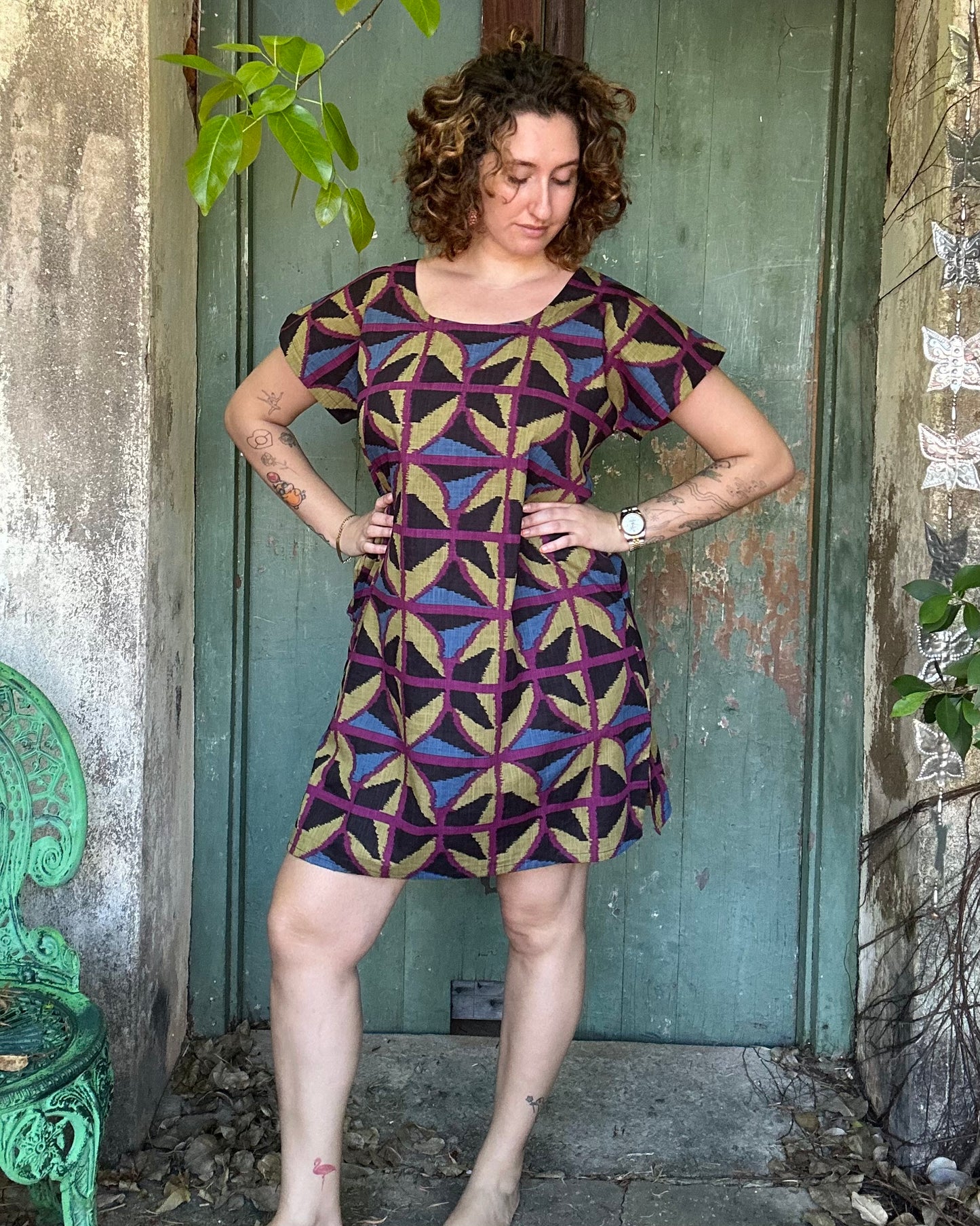 Hang Around Dress in Jewel Spider- Above knee