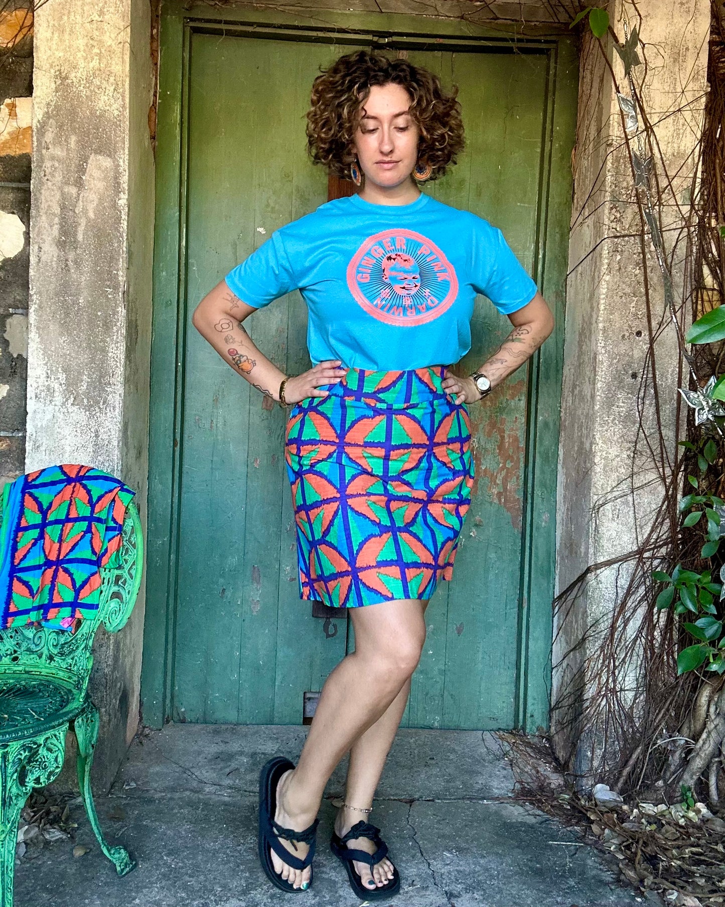 A-Line Skirt: Knee length Jungle Juice