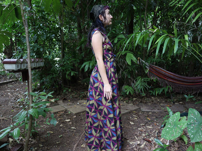 Long Sleeveless Wrap Dress in Jewel Spider