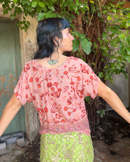 Orange Mushroom Print Hang Out Top