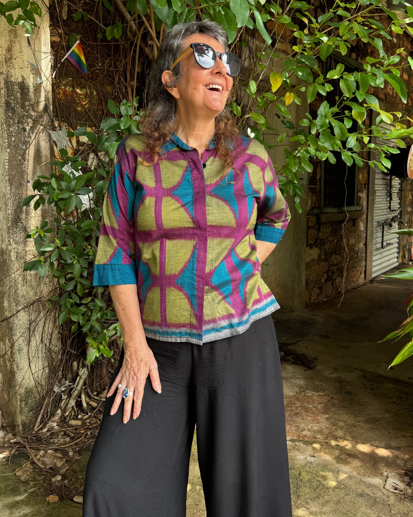 Ikat Button Up Top in 3 colour OG Breezeblock