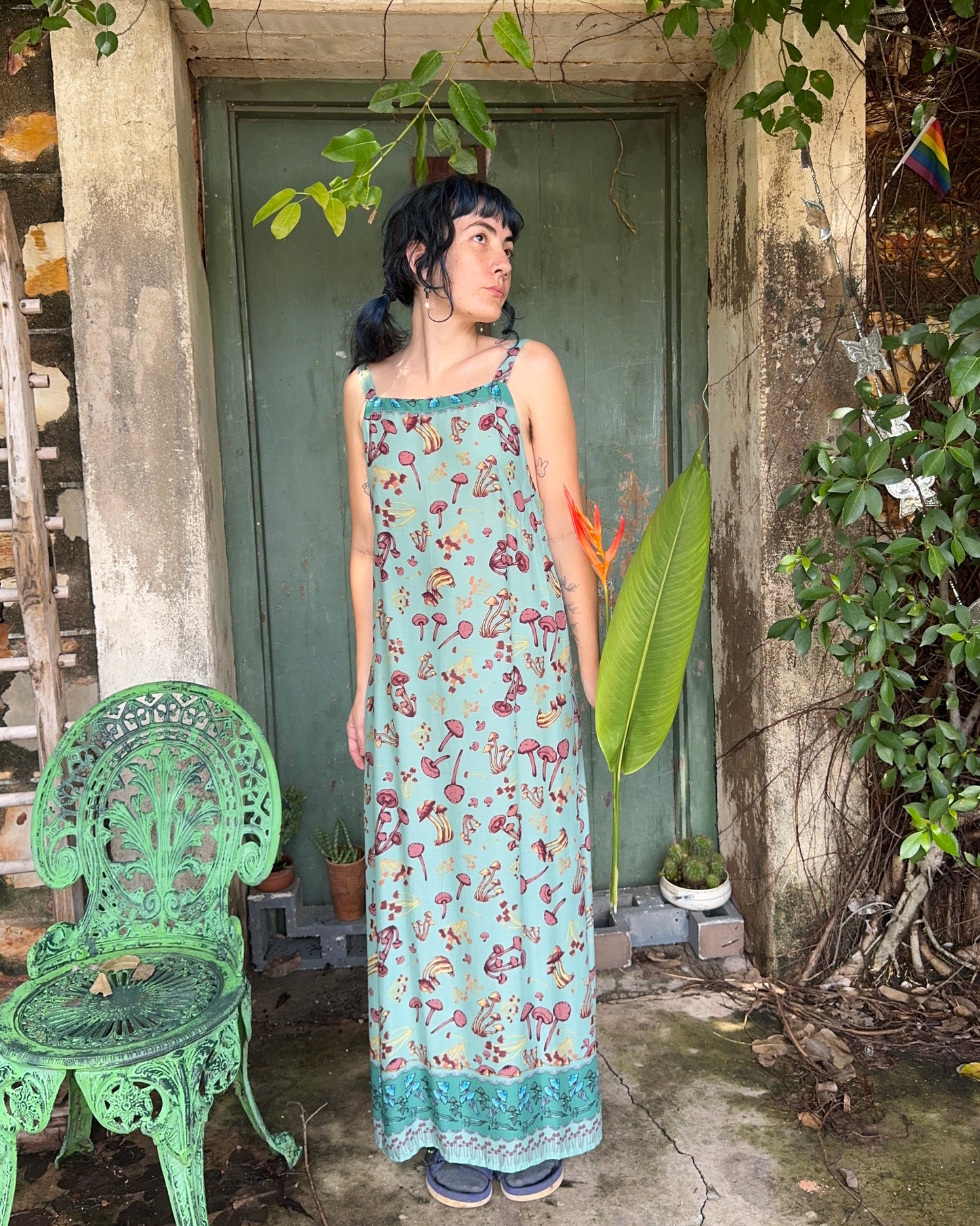 Hi-Lo dress in Blue Mushroom print