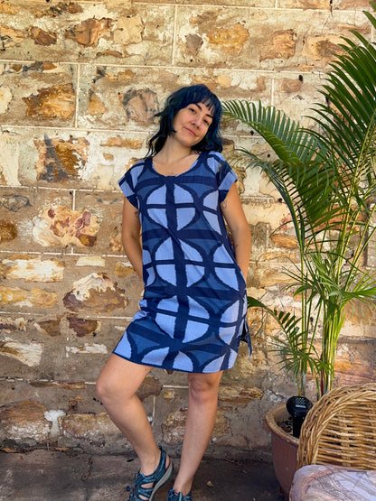 Hang Around Dress in Mood Indigo Above knee