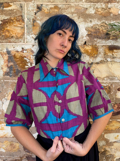 Collared Puffy Crop Shirt in OG Print