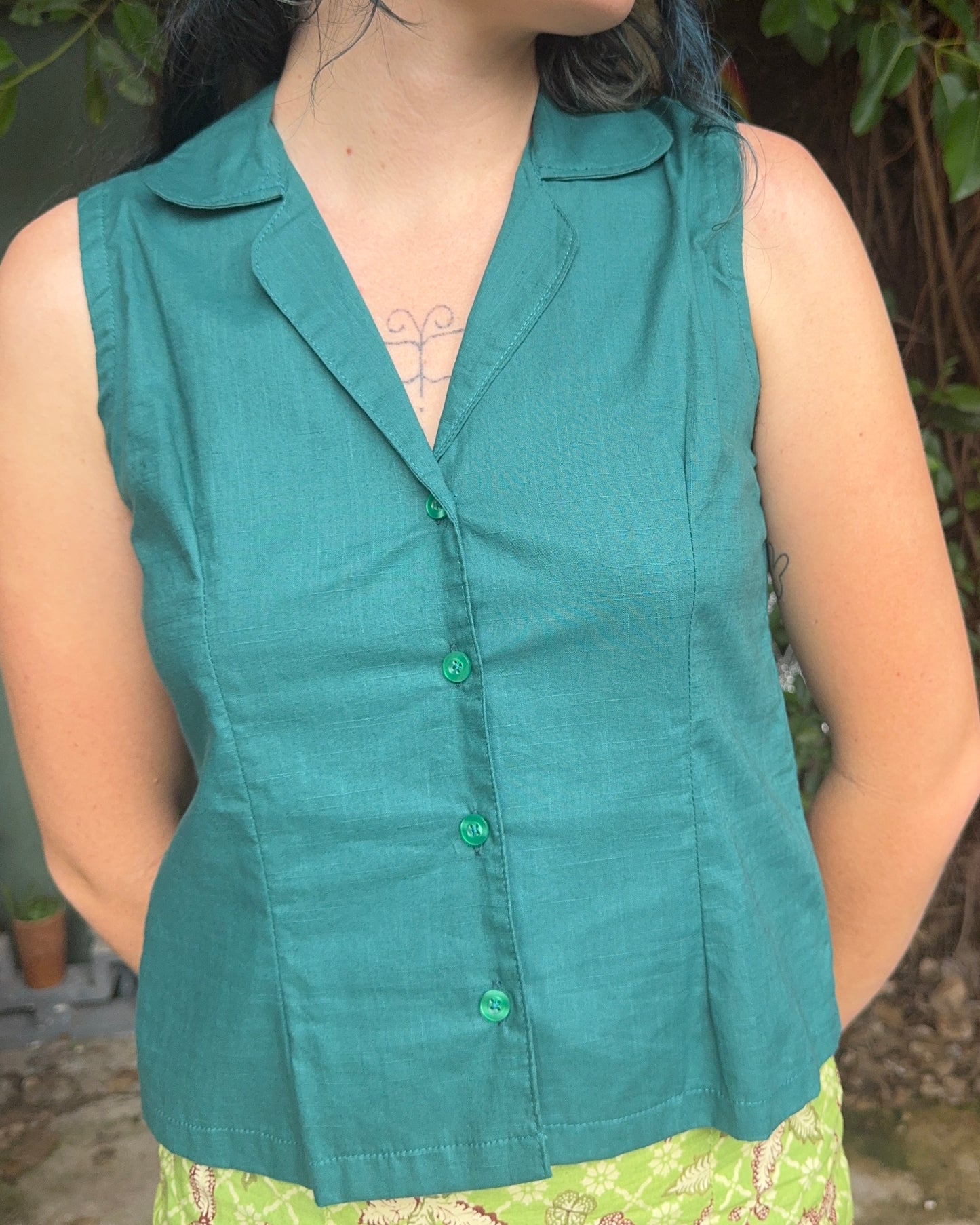 Matchi-Matchi Top in Jade Cotton