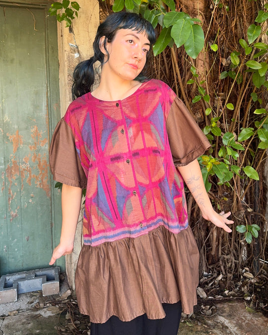 Ikat Jester Dress in Brown