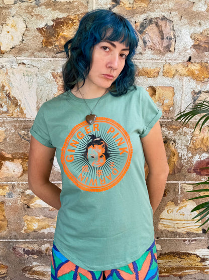 GP Girl Logo Women's Rolled Sleeve Tee in Bright Sage