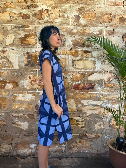 Hang Around Dress in Mood Indigo Below Knee