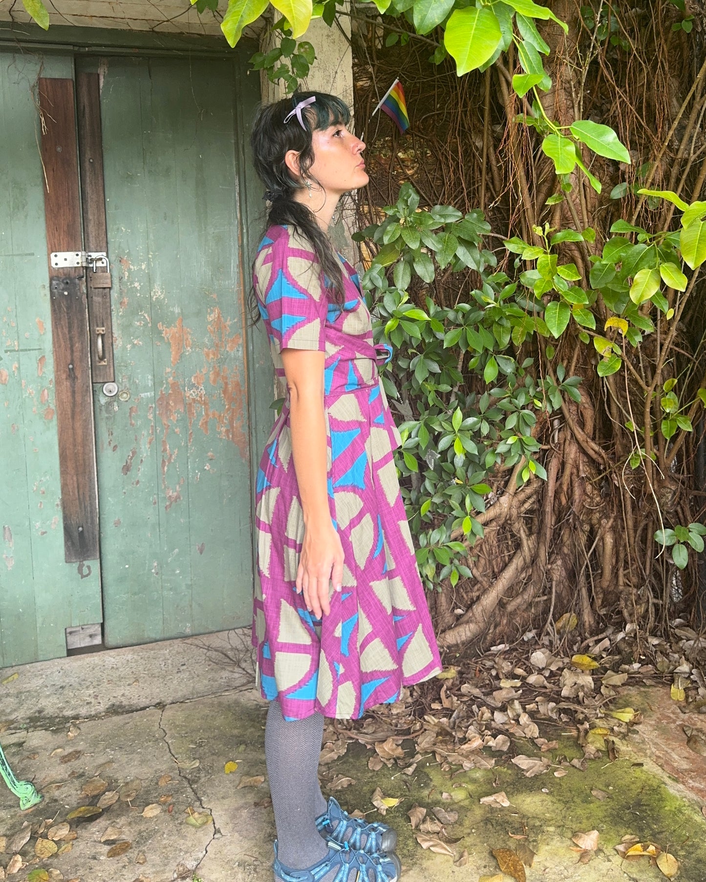 Knee Length Wrap Dress in Original BreezeBlock