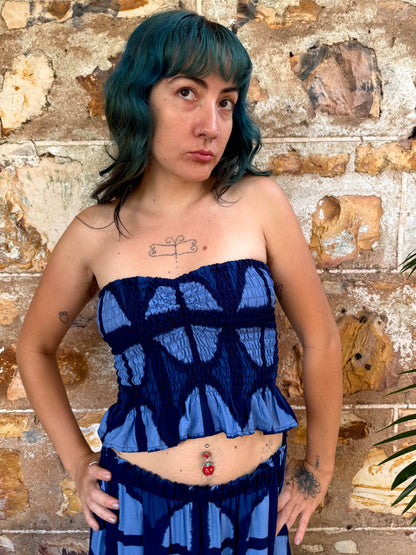 Ruffle Bandeau in Mood Indigo