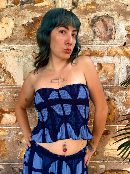 Ruffle Bandeau in Mood Indigo