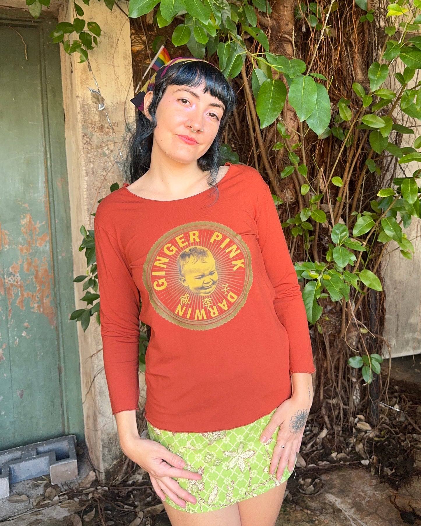 Yoga long sleeve Burnt Orange Logo Tee