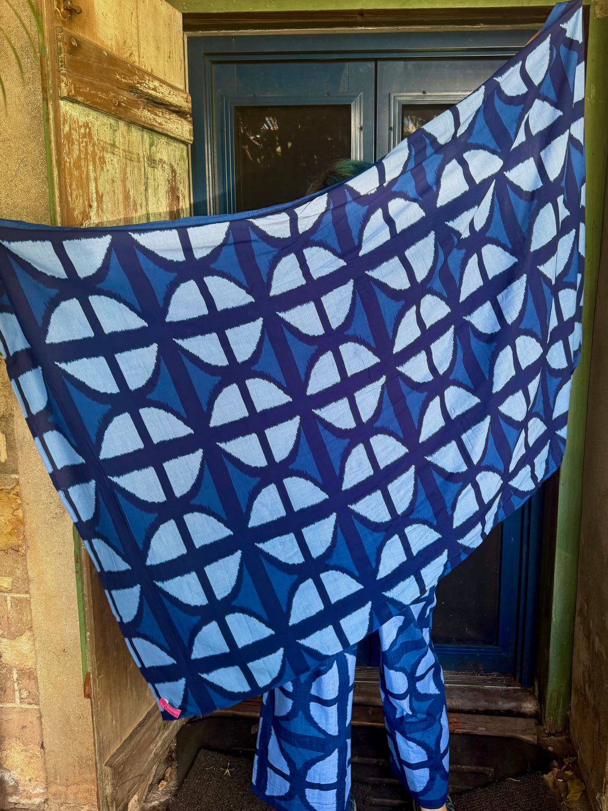 Breezeblock Sarong in Mood Indigo