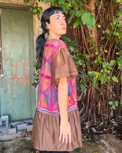 Ikat Jester Dress in Brown