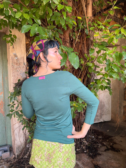 Yoga long sleeve Jade Green Logo Tee