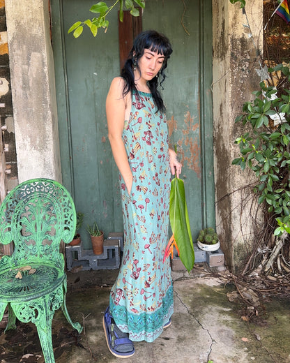 Hi-Lo dress in Blue Mushroom print