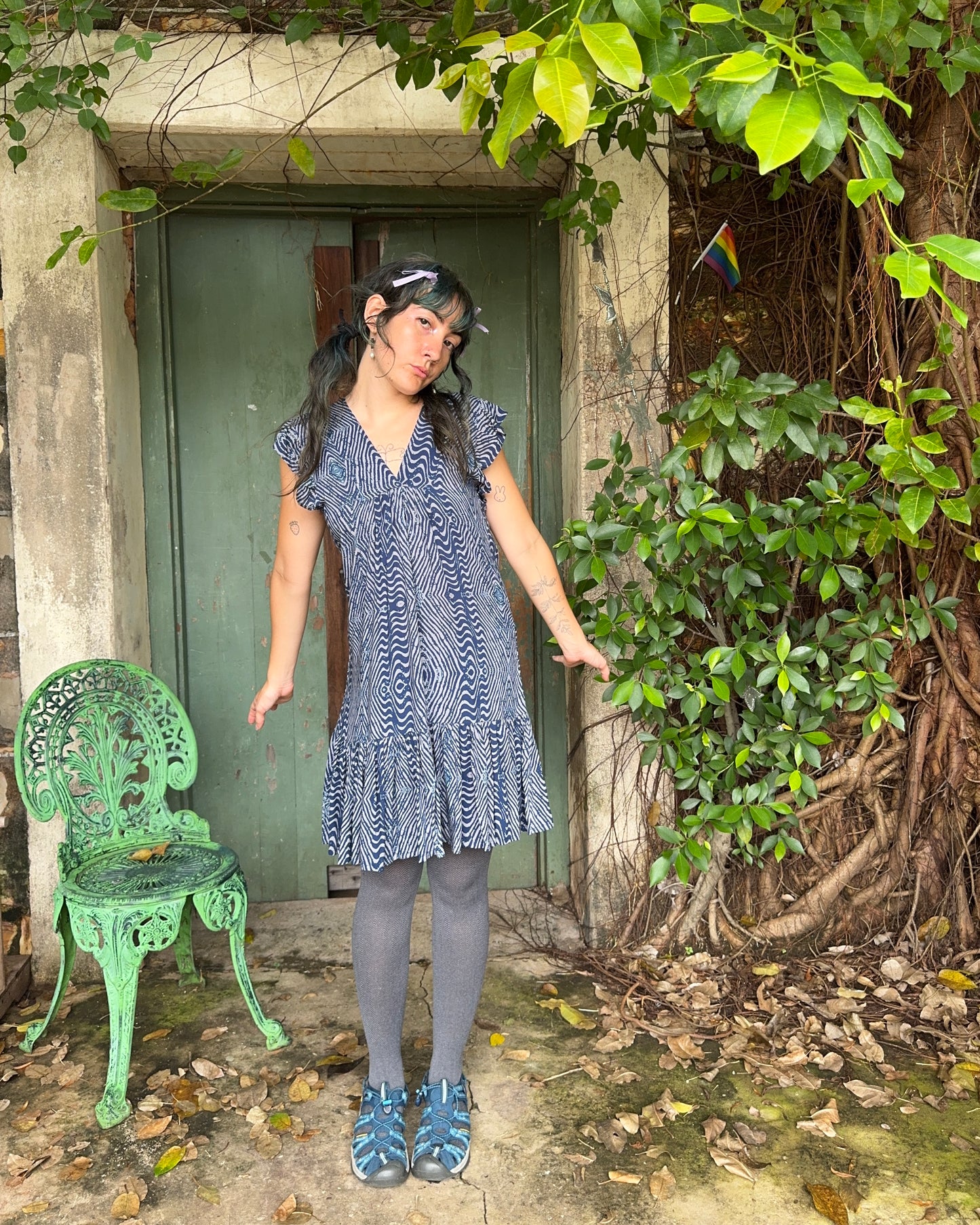 Gone Troppo dress in Blue Geo