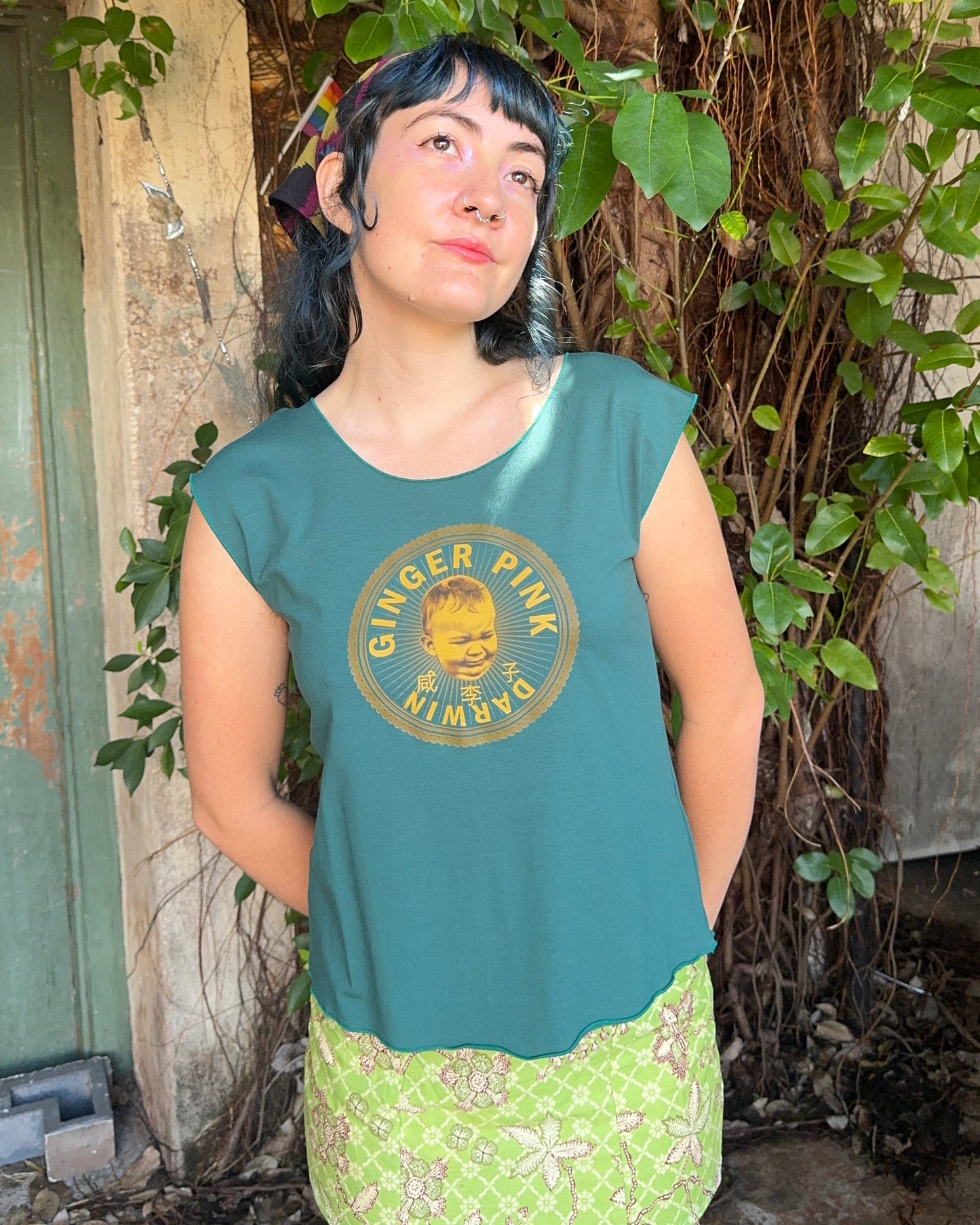 Yoga Logo tee in Jade Green