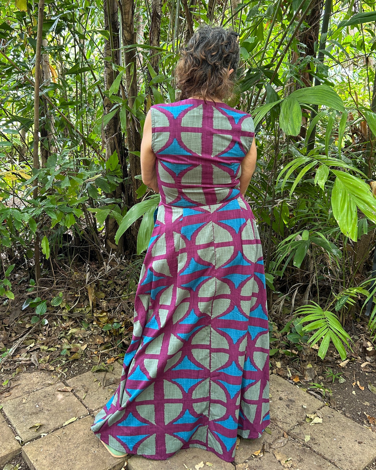 Long Sleeveless Wrap Dress in Original BreezeBlock