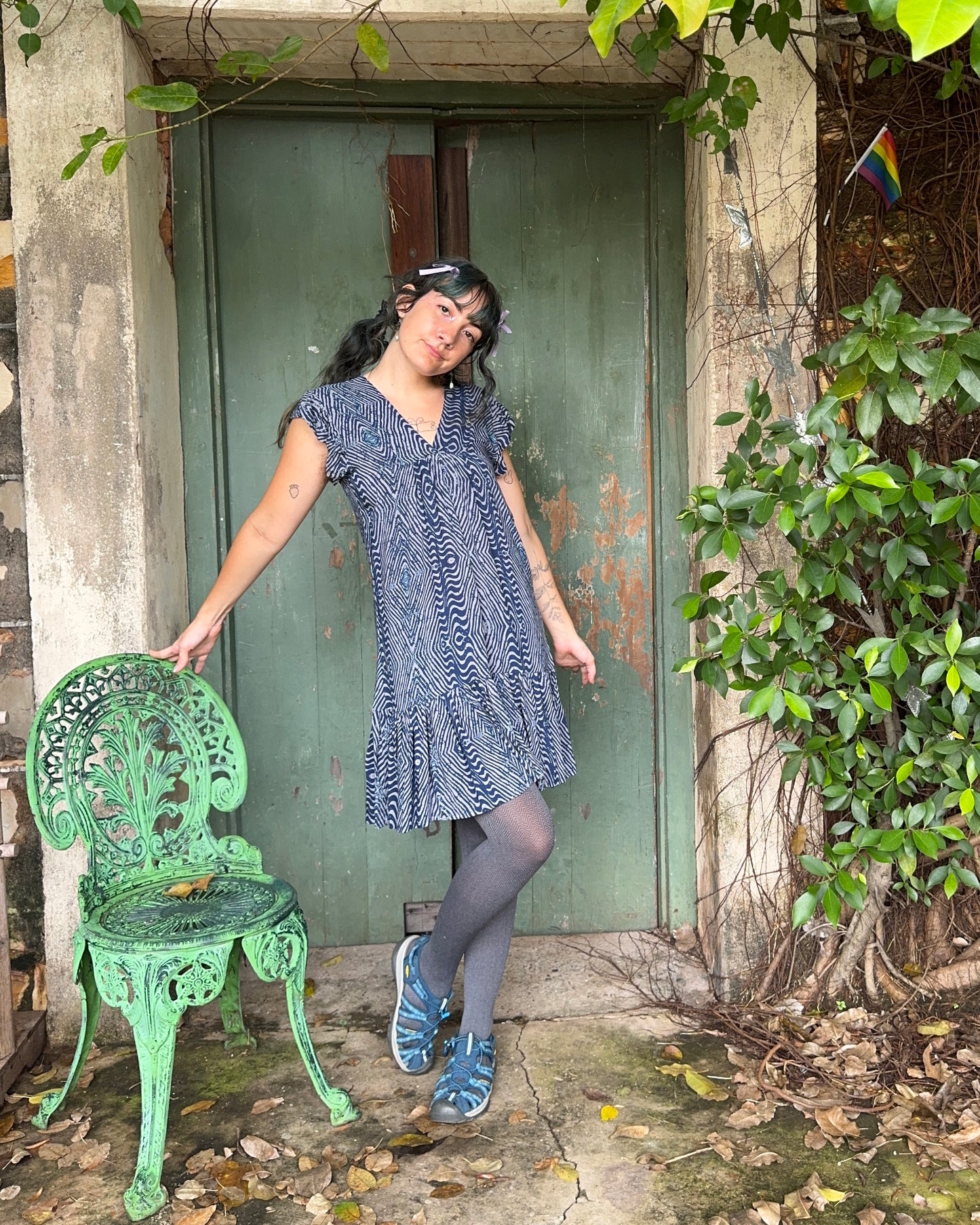 Gone Troppo dress in Blue Geo