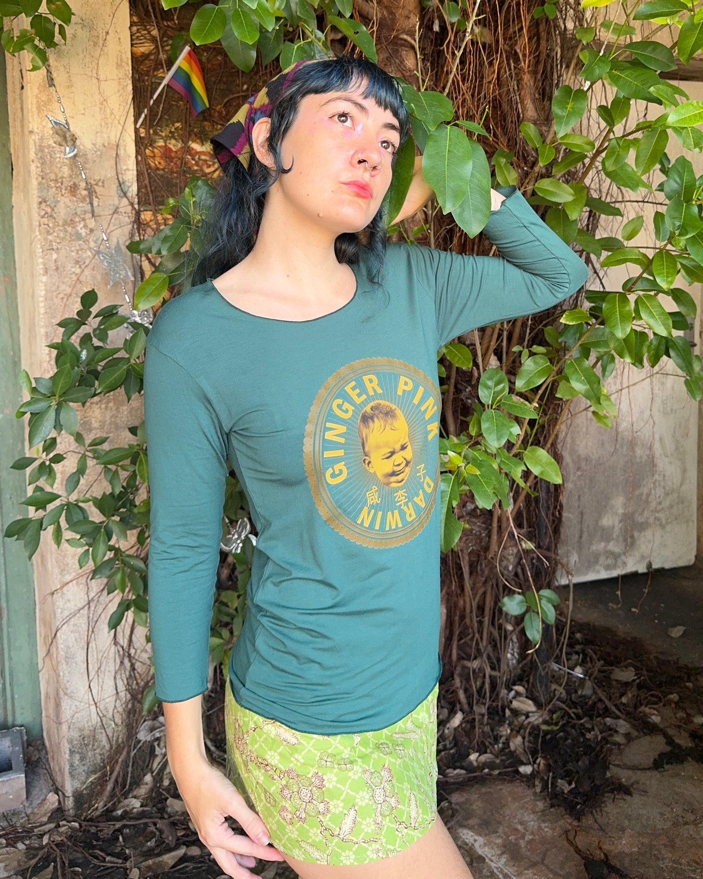Yoga long sleeve Jade Green Logo Tee