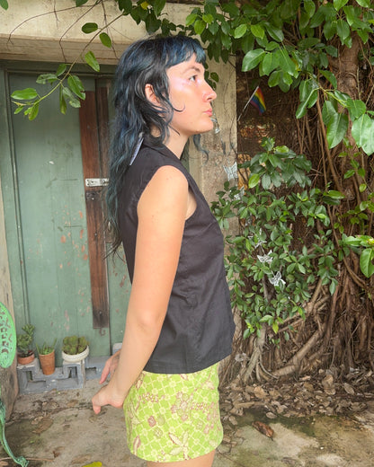 Matchi-Matchi Top in Black Cotton