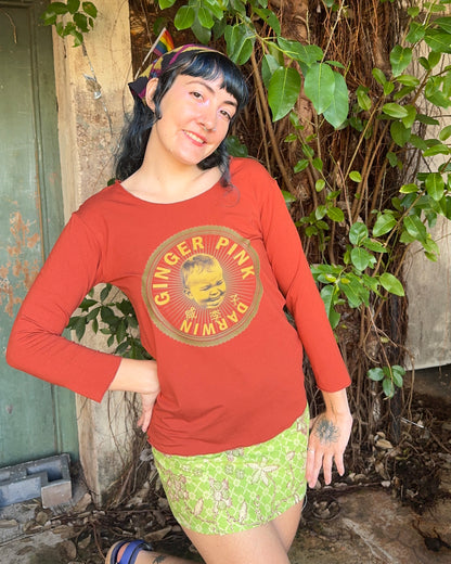 Yoga long sleeve Burnt Orange Logo Tee