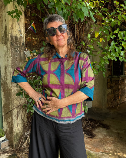 Ikat Button Up Top in 3 colour OG Breezeblock